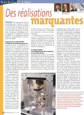 Prévention au travail Hiver 2000 - Irsst