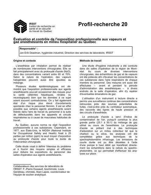 Téléchargement gratuit(PDF 15 Ko) - Irsst