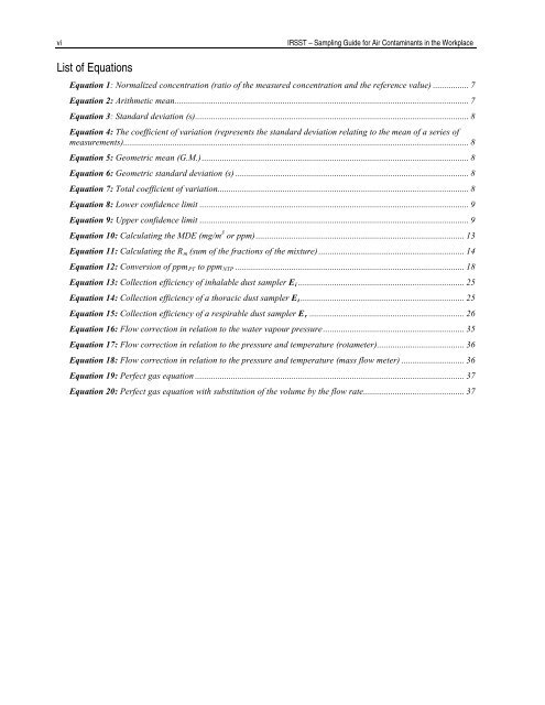 Sampling Guide for Air Contaminants in the Workplace - Irsst