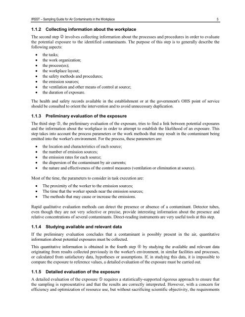 Sampling Guide for Air Contaminants in the Workplace - Irsst