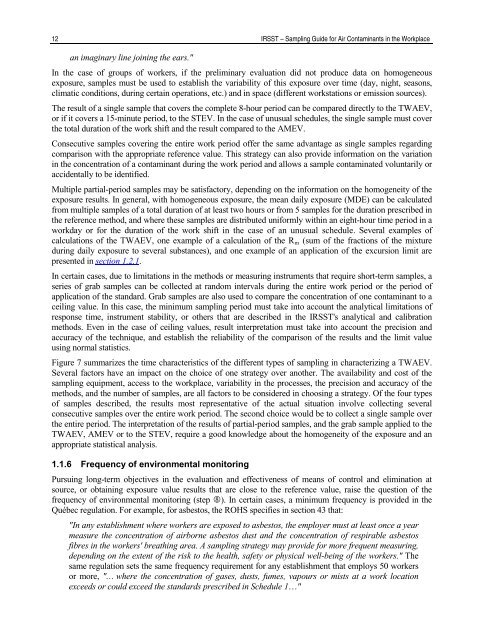 Sampling Guide for Air Contaminants in the Workplace - Irsst