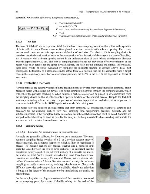 Sampling Guide for Air Contaminants in the Workplace - Irsst