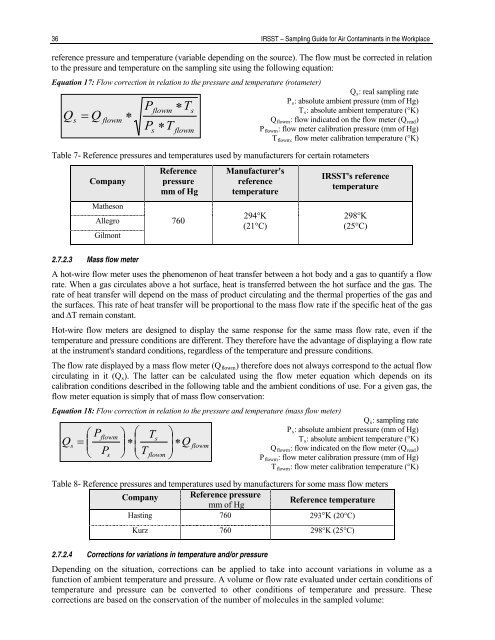 Sampling Guide for Air Contaminants in the Workplace - Irsst