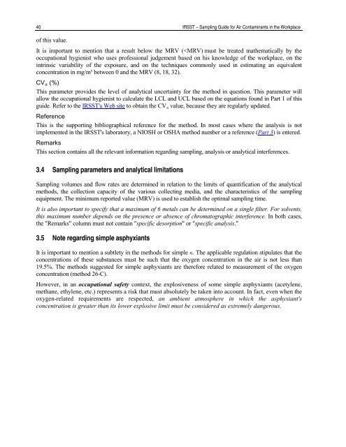 Sampling Guide for Air Contaminants in the Workplace - Irsst