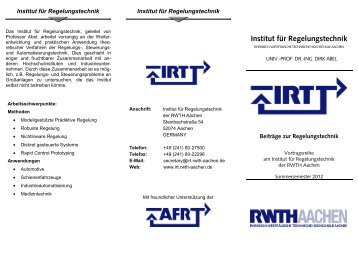 Download - Institut fÃ¼r Regelungstechnik (IRT) der RWTH Aachen