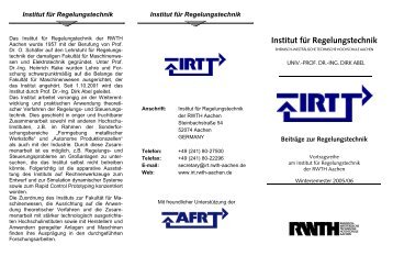 Download - Institut fÃ¼r Regelungstechnik (IRT) der RWTH Aachen