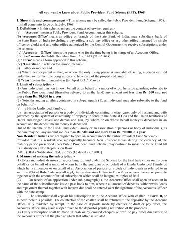 PPF Withdrawal Rules 2017