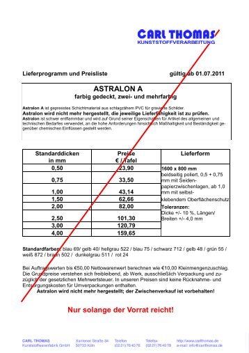 ASTRALON A Nur solange der Vorrat reicht!