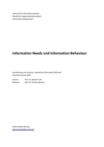 Gerling Information Needs und Information Behaviour