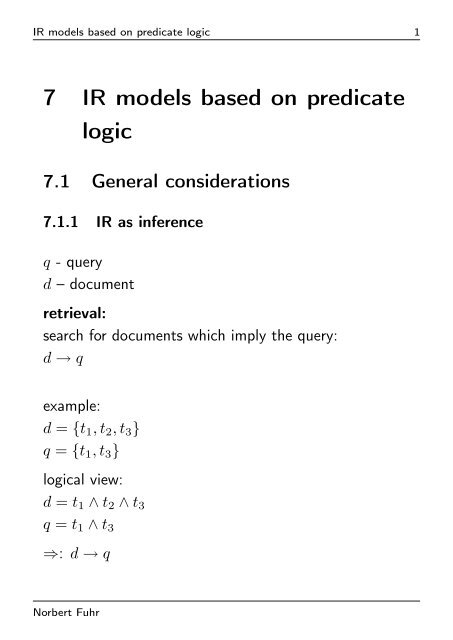 7 IR models based on predicate logic