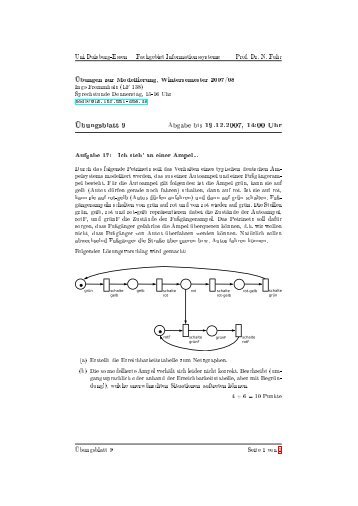 Übungsblatt 9 Abgabe bis 19.12.2007, 14:00 Uhr