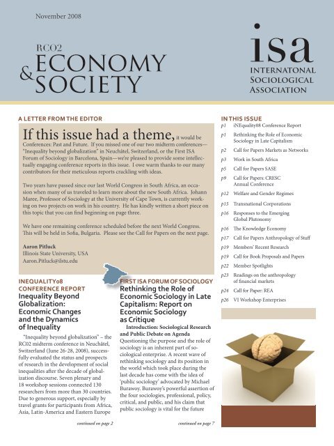If this issue had a theme,it would be - International Sociological ...