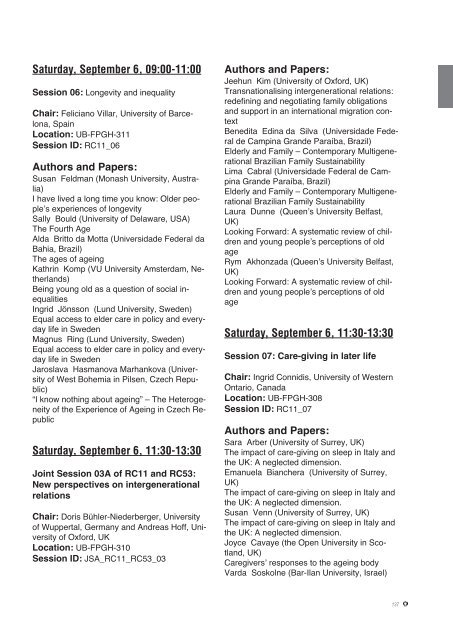 ISA Forum, Programme Book - International Sociological Association