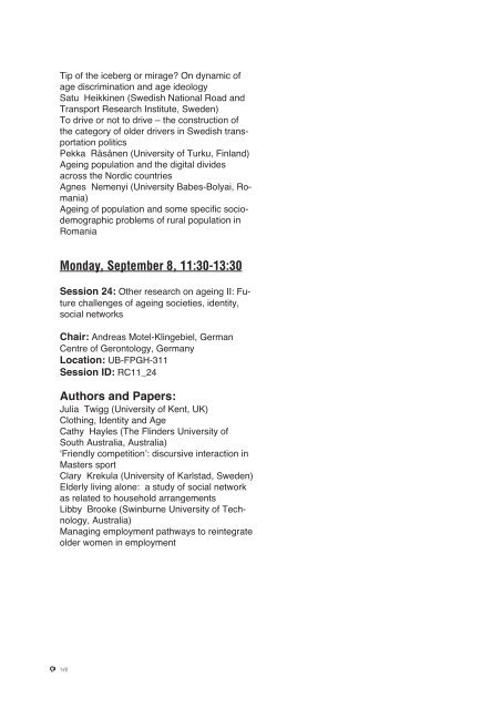 ISA Forum, Programme Book - International Sociological Association