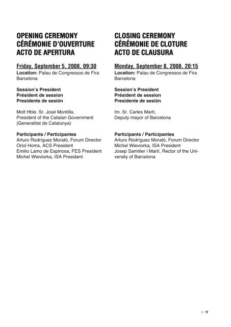 ISA Forum, Programme Book - International Sociological Association