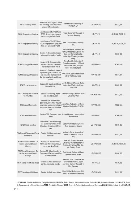 ISA Forum, Programme Book - International Sociological Association