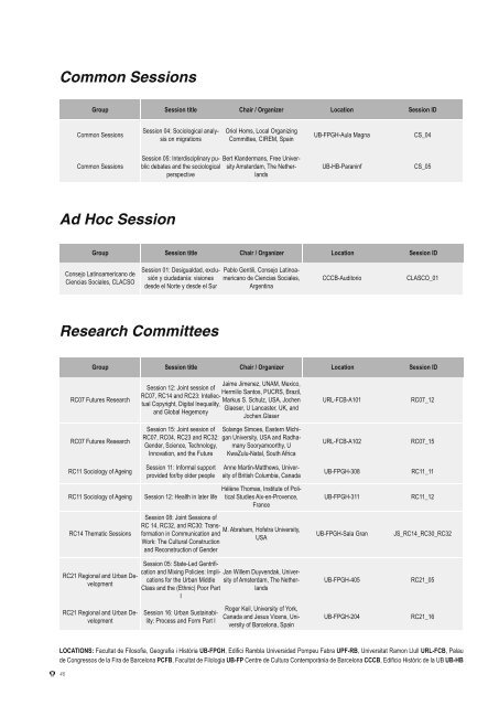 ISA Forum, Programme Book - International Sociological Association