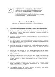 Procedures for ISA Elections - International Sociological Association