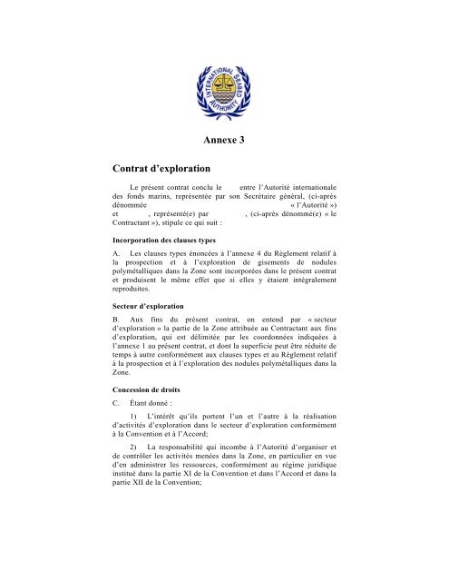 Annexe 3 Contrat d'exploration