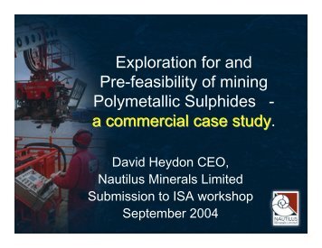 Exploration for and Pre-feasibility of mining Polymetallic Sulphides ...