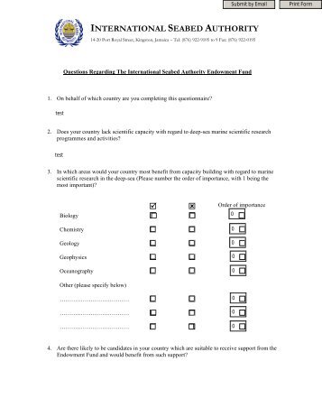 Questionnaire - International Seabed Authority