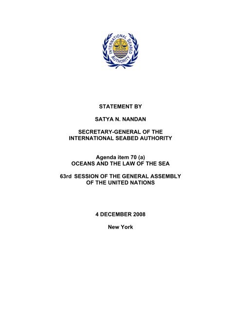 Statement - International Seabed Authority