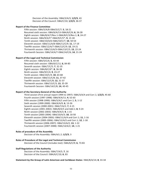 Selected Decisions and Documents - International Seabed Authority