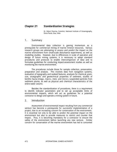 standardization of environmental data and information - International ...