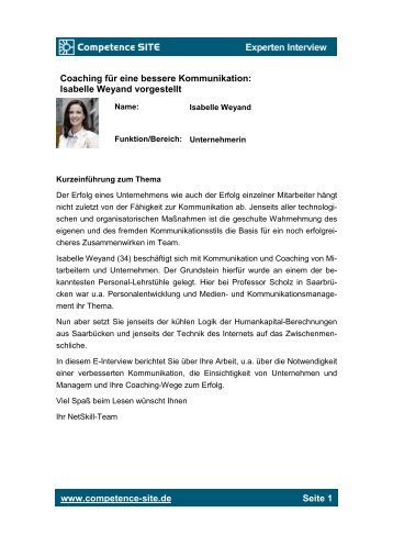 Coaching fÃ¼r eine bessere Kommunikation - Isabelle Weyand