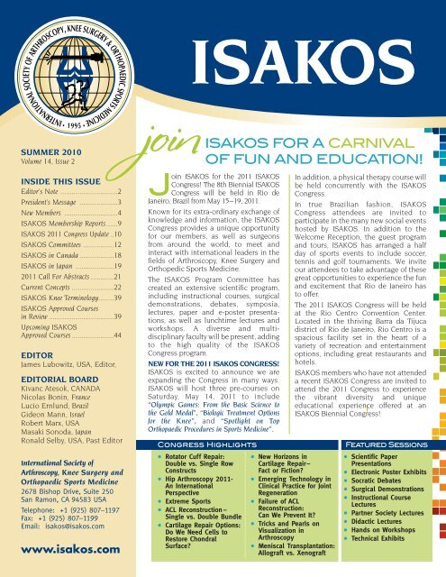 Summer 2010 Newsletter - ISAKOS