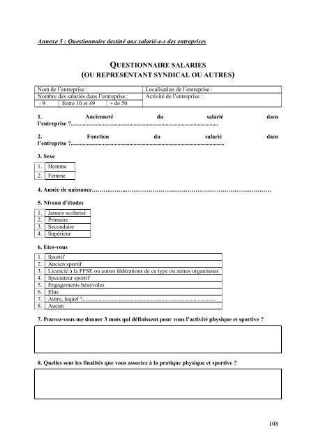 rapport final etude sport