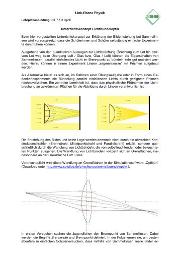 Link-Ebene Physik Unterrichtskonzept Lichtbündeloptik Beim hier ...