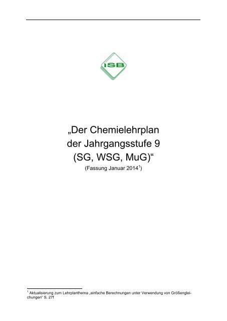 „Der Chemielehrplan der Jahrgangsstufe 9 (SG, WSG ... - Lehrpläne