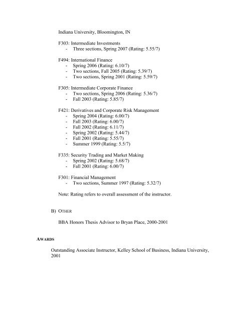 Curriculum Vitae - Indian School of Business