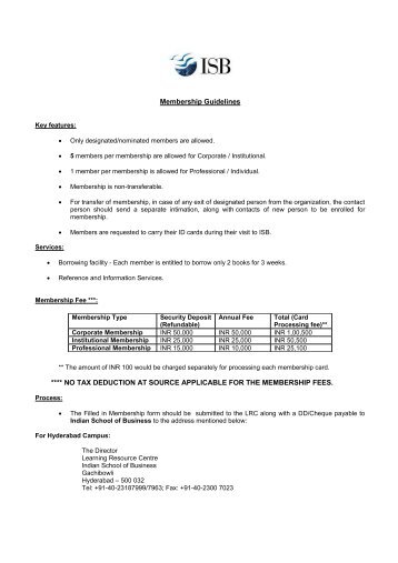 External Membership Guidelines - Indian School of Business
