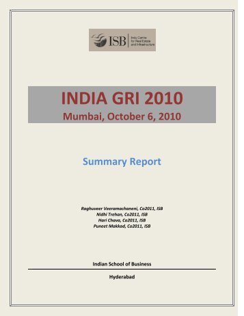 INDIA GRI 2010 - Indian School of Business
