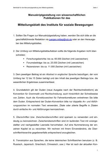 Hinweise zur Manuskriptgestaltung