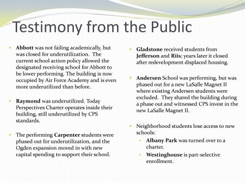 Chicago Public School's Educational Facilities Task Force Findings ...