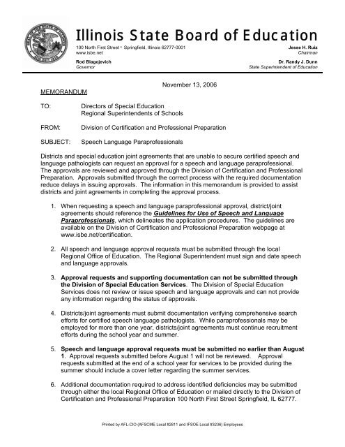 Guidelines for Use of Speech Language Paraprofessionals Guidelines for Use of Speech Language Paraprofessionals