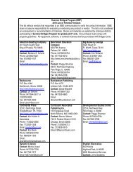 Summer Bridges Program (SBP) 2010 List of Potential Vendors