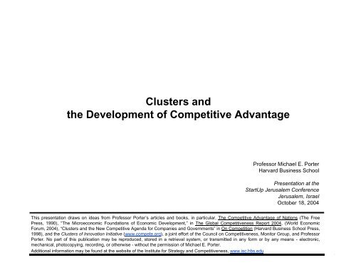 Clusters and the Development of Competitive Advantage