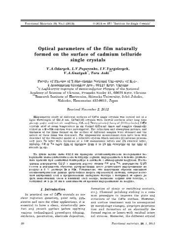 Optical parameters of the film naturally formed on the surface of ...