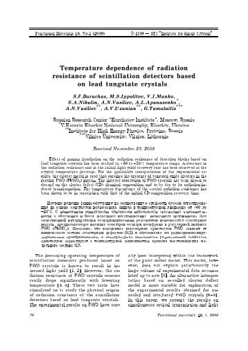 Temperature dependence of radiation resistance of scintillation ...