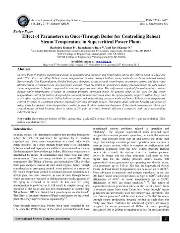 Effect of Parameters in Once-Through Boiler for Controlling ... - ISCA