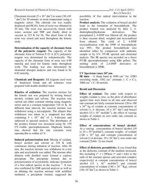 Mechanistic study of chromium (VI) catalyzed oxidation of ... - ISCA