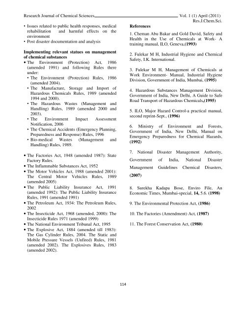 strategies for chemical disaster - ISCA