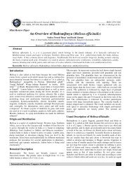 An Overview of Badranjboya (Melissa officinalis) - ISCA