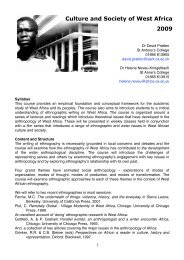 Culture and Society of West Africa HT09 - Institute of Social and ...