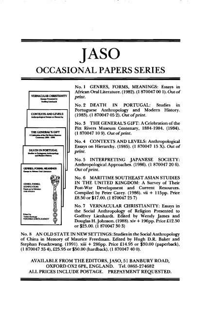 1991 No. 1 CONTENTS - Institute of Social and Cultural ...