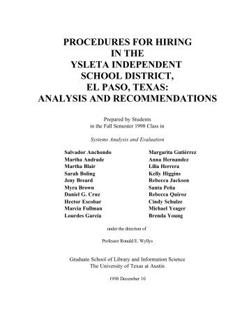 procedures for hiring in the ysleta independent school district, el